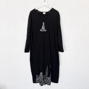 Vintage 2000 CITE Millennium NYC Black Cotton Maxi Dress Y2K Art Wear